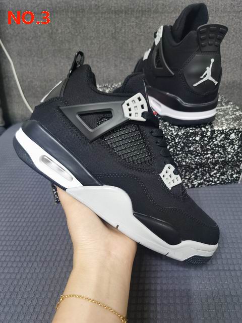 Air Jordan 4 Black Canvas Men Shoes ;